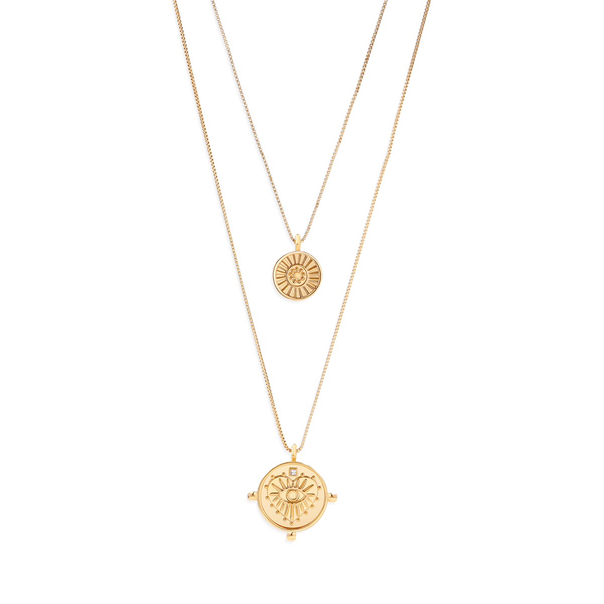 Layered Evil Eye Coin Necklace