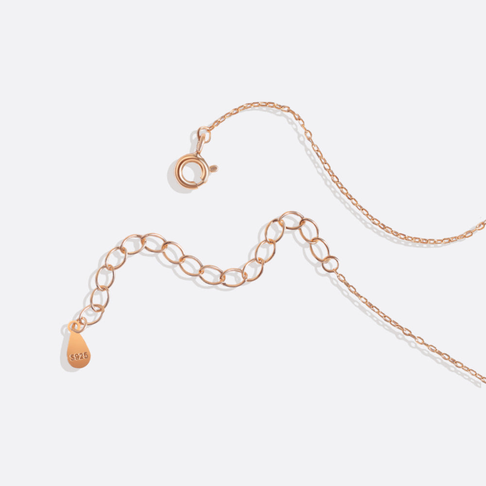Curved Diamond Bar Necklace - 18k Rose Gold Over Sterling Silver
