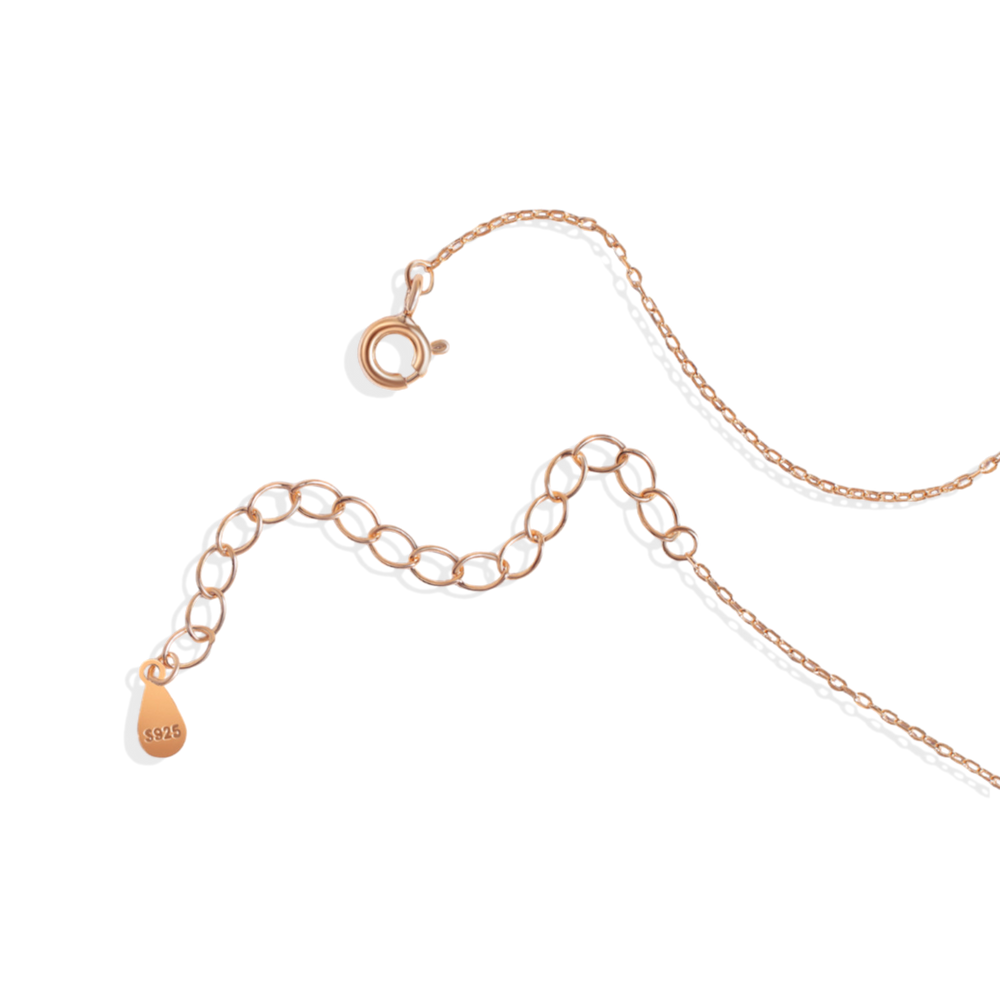 Curved Diamond Bar Necklace - 18k Rose Gold Over Sterling Silver
