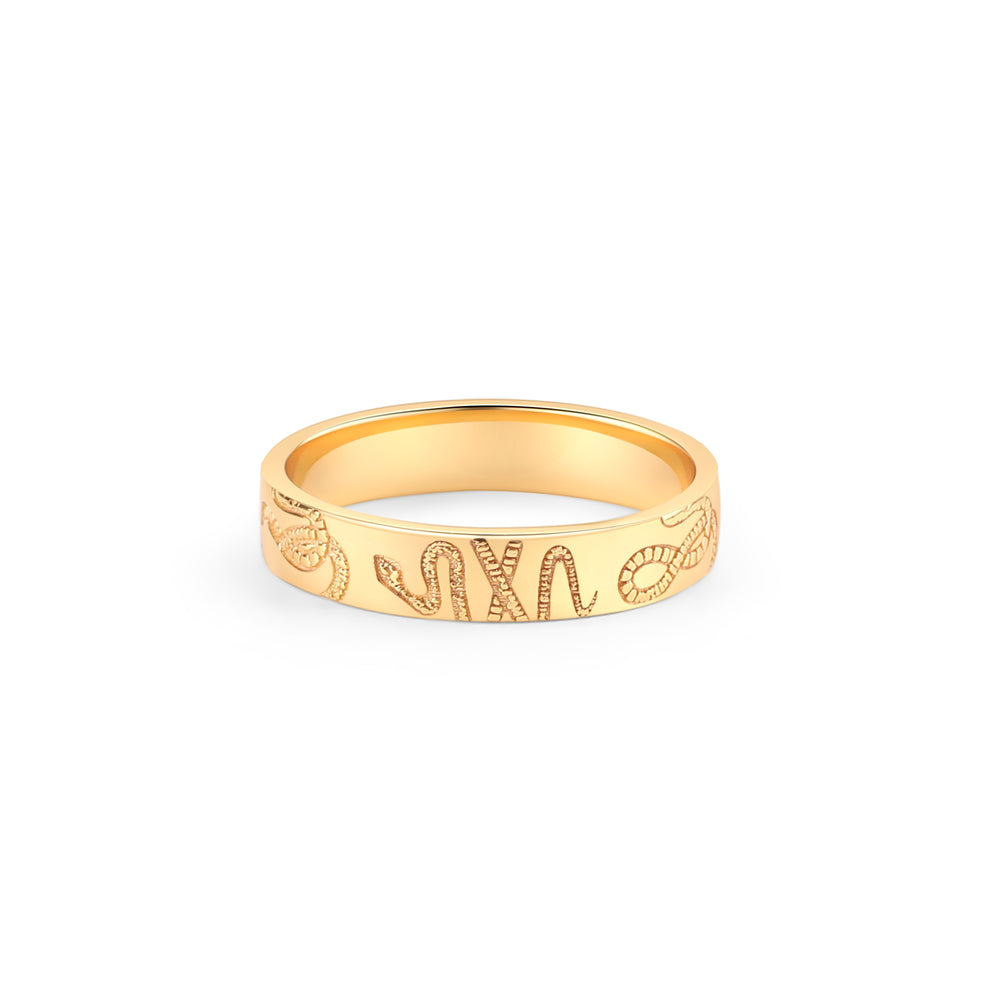 Stamped Snake Band - 18k Gold Over Sterling Silver / 5