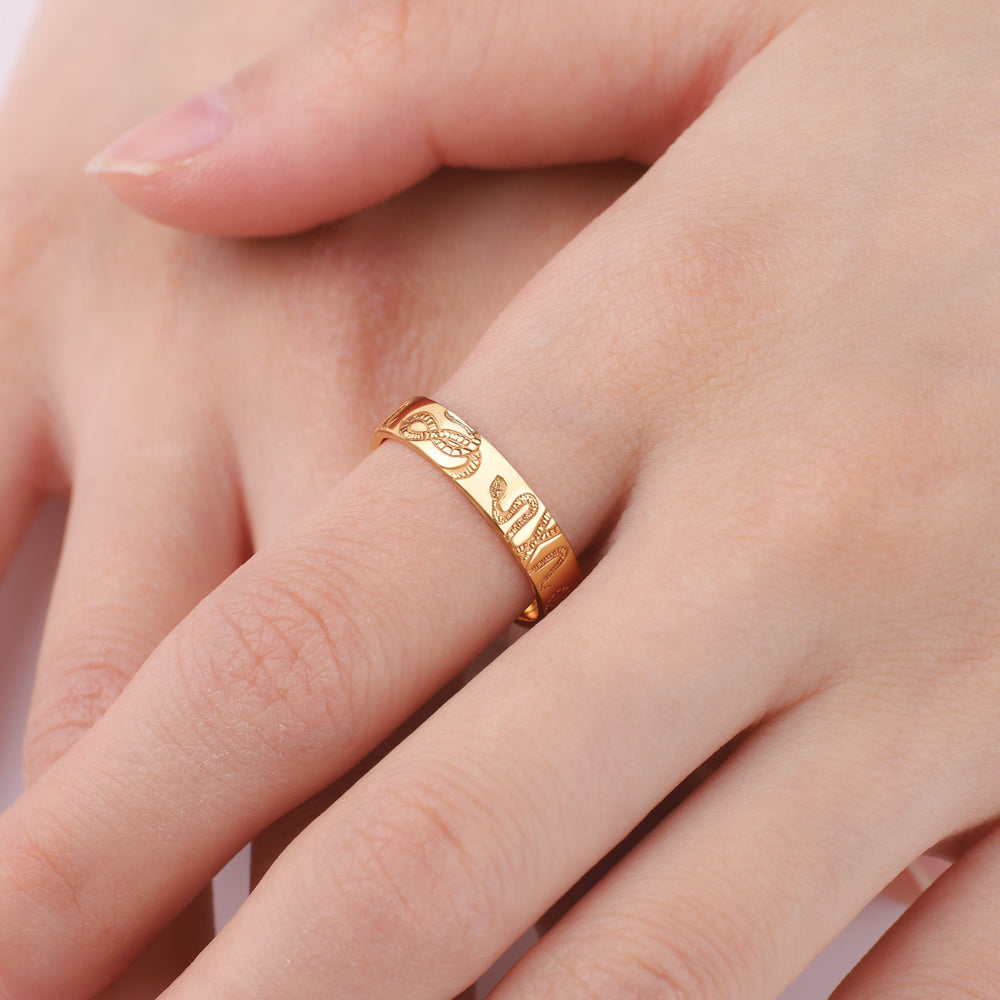 Stamped Snake Band - 18k Gold Over Sterling Silver / 5