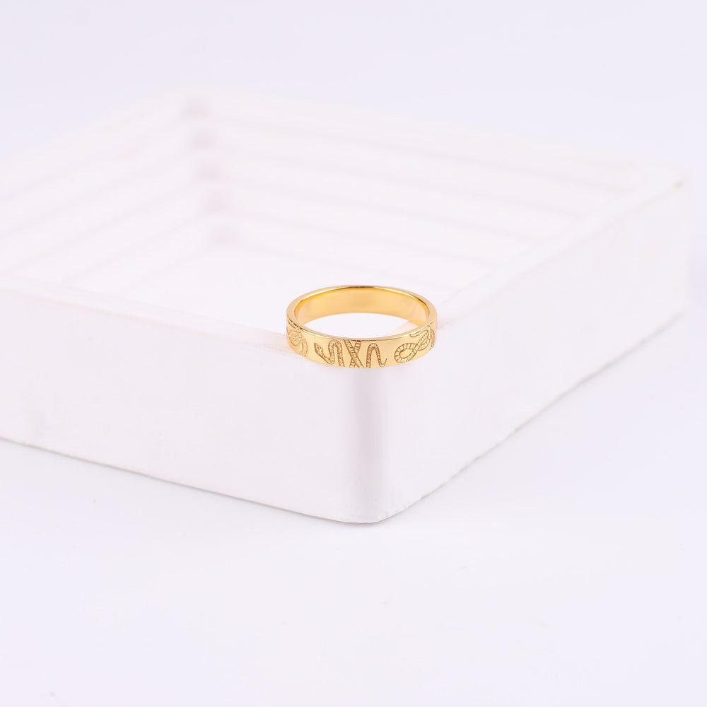 Stamped Snake Band - 18k Gold Over Sterling Silver / 5