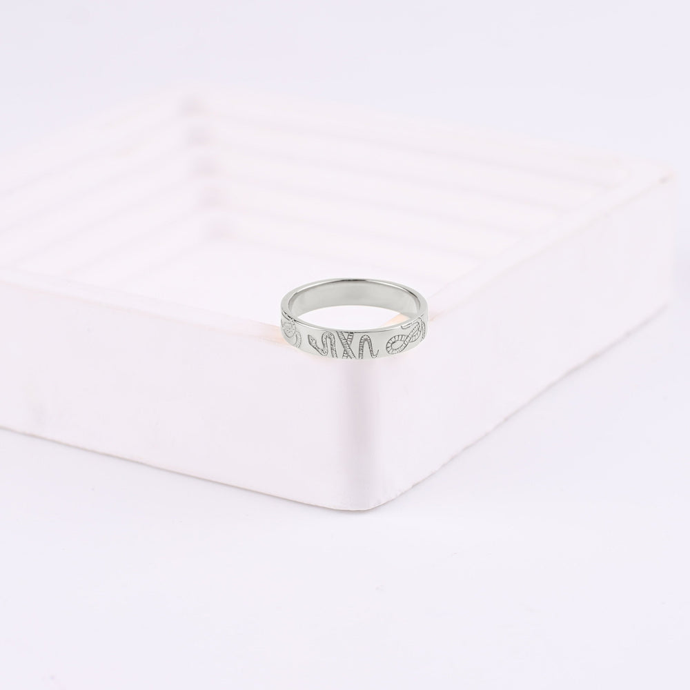 Stamped Snake Band - 925 Sterling Silver / 8