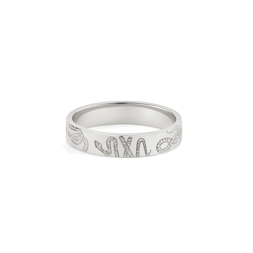 Stamped Snake Band - 925 Sterling Silver / 8
