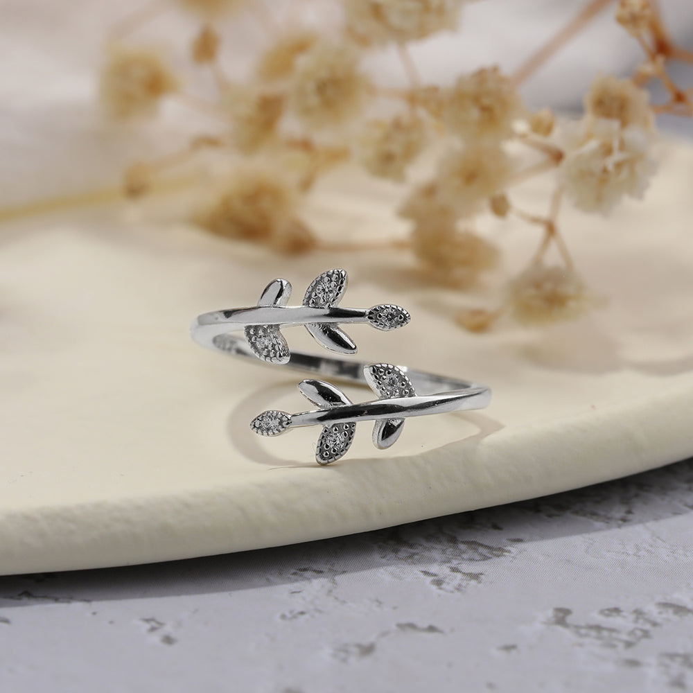 Anillo de hoja ajustable - Plata esterlina