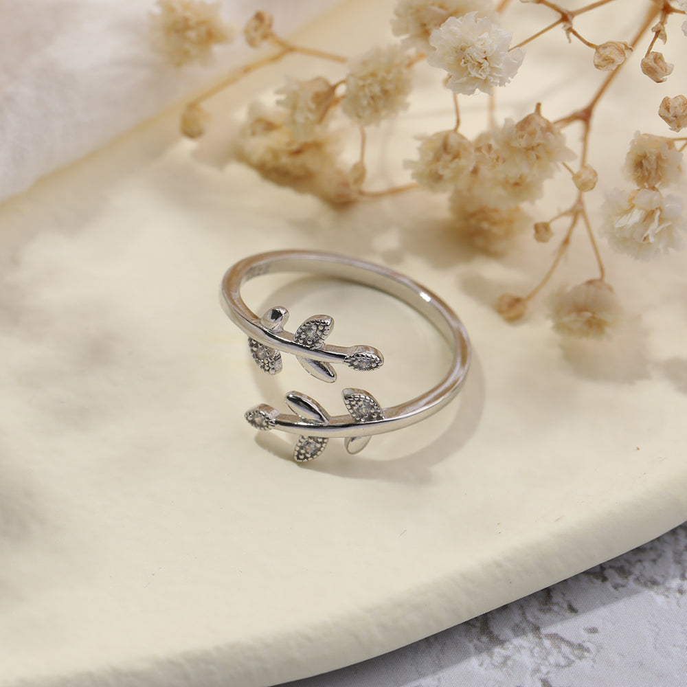 Anillo de hoja ajustable - Plata esterlina