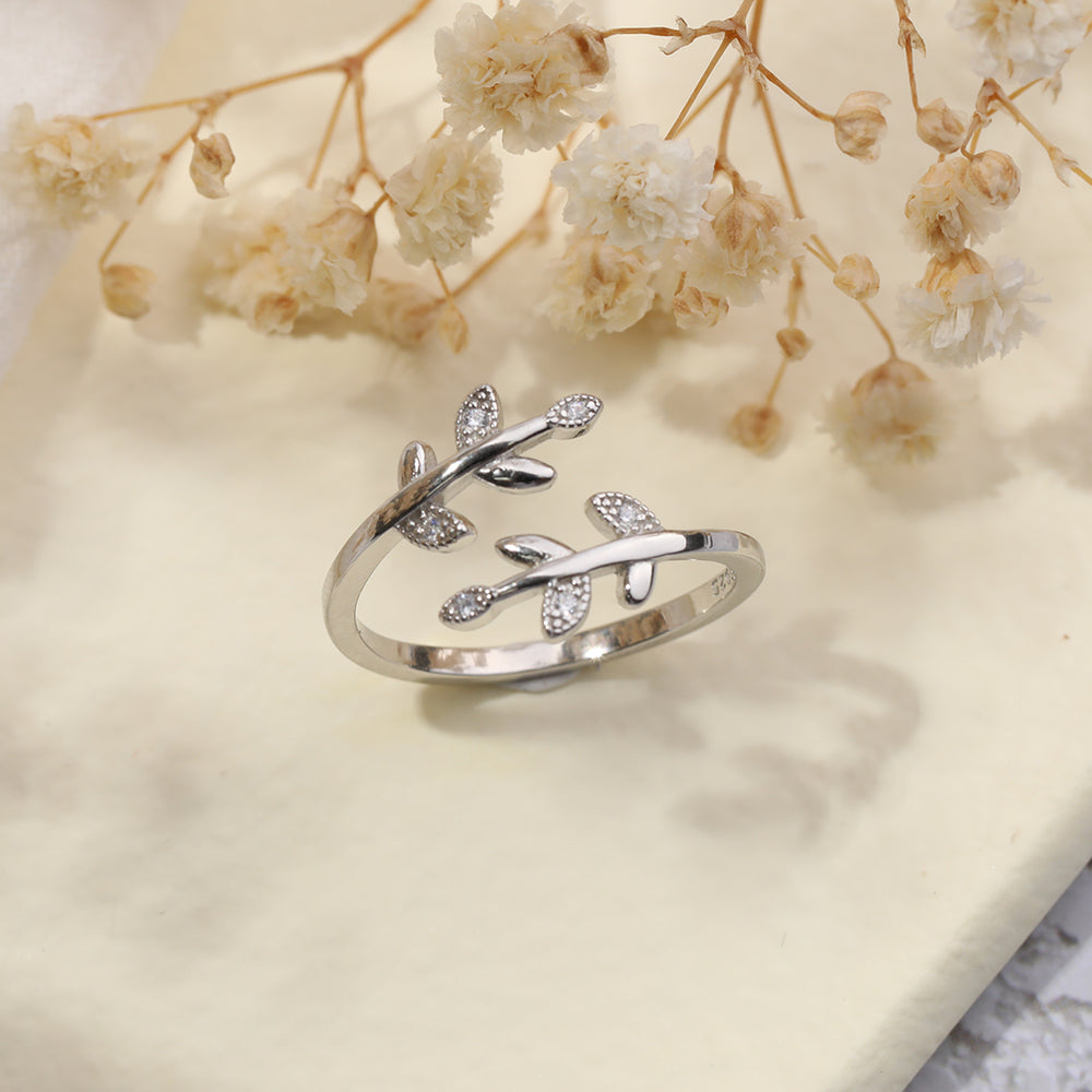 Anillo de hoja ajustable - Plata esterlina