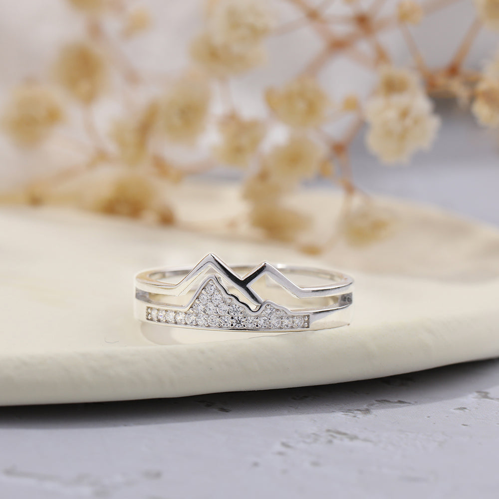 La Fe Mueve Montañas Pavé Anillo Montañoso - Plata / 5