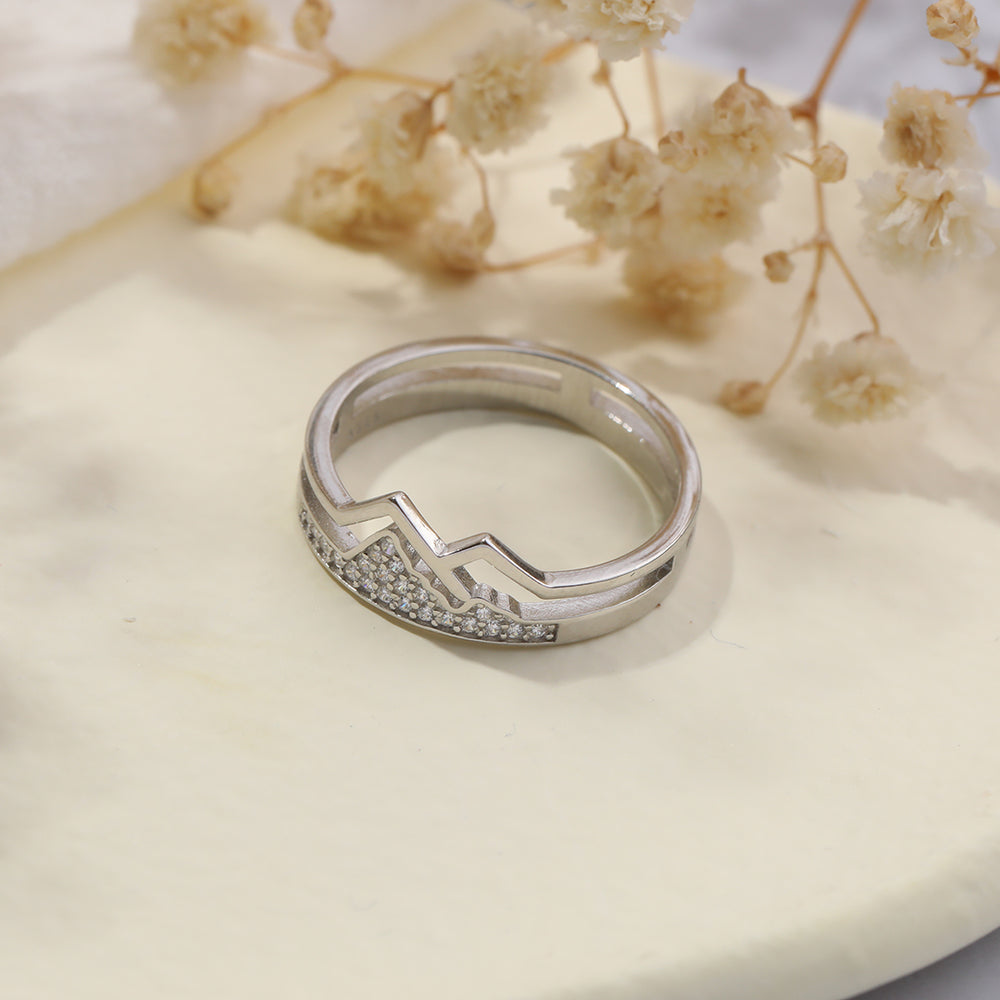 La Fe Mueve Montañas Pavé Anillo Montañoso - Plata / 5