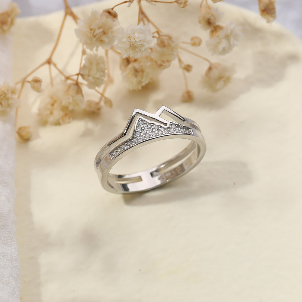 La Fe Mueve Montañas Pavé Anillo Montañoso - Plata / 5
