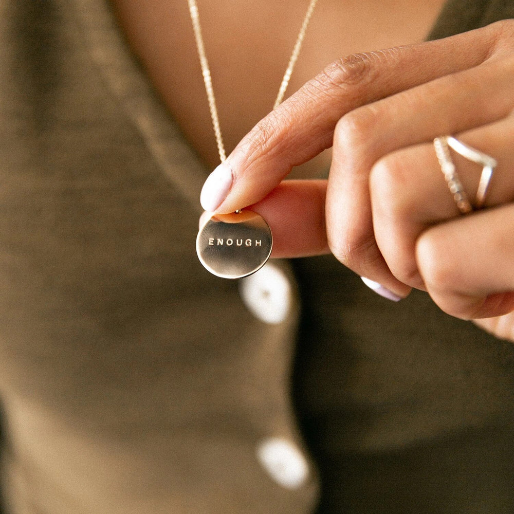 I Am Enough Pendant Necklace - 18k Gold Plated
