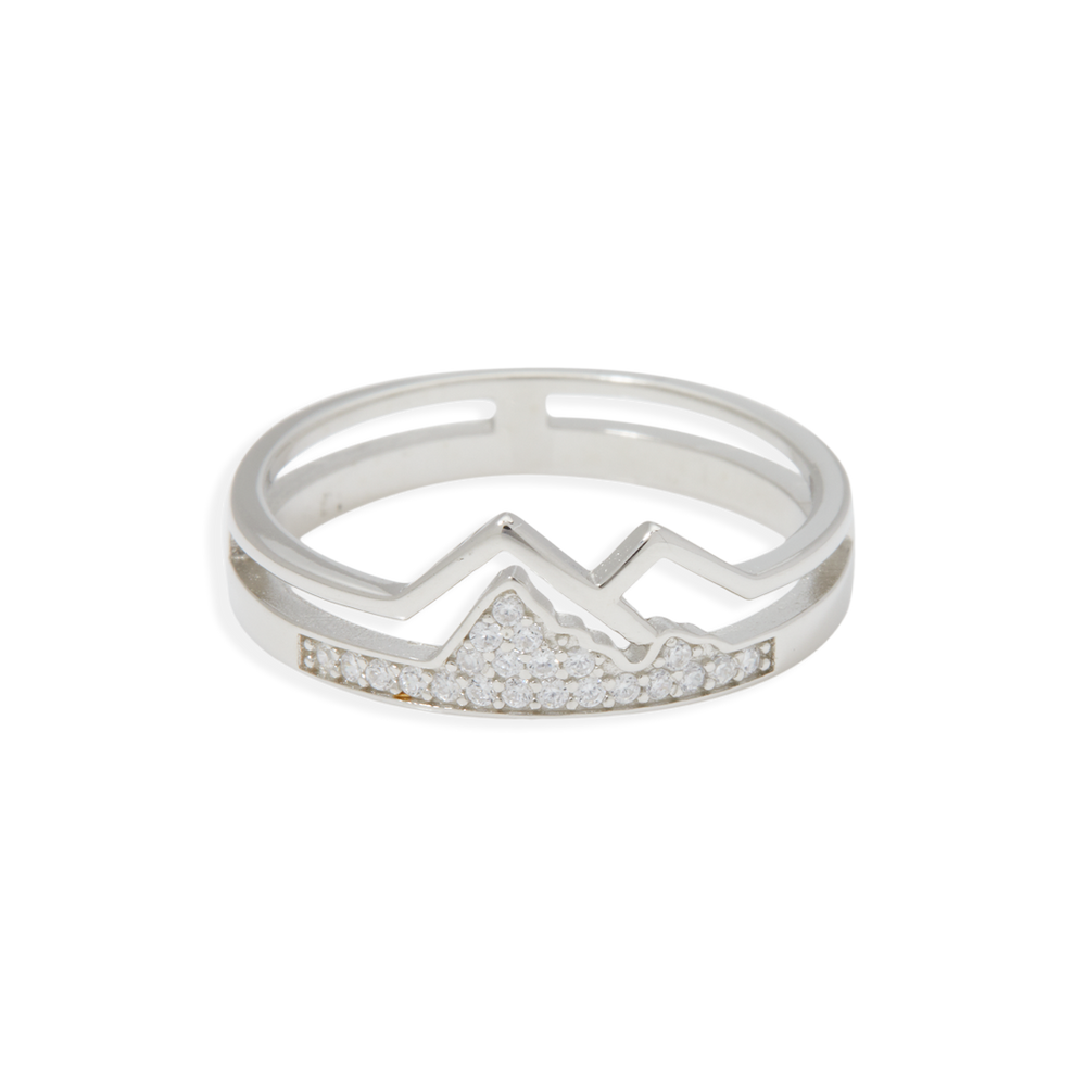 La Fe Mueve Montañas Pavé Anillo Montañoso - Plata / 5