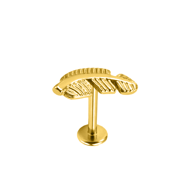 Cute Labret Studs | 16g - Gold / Feather / 6mm