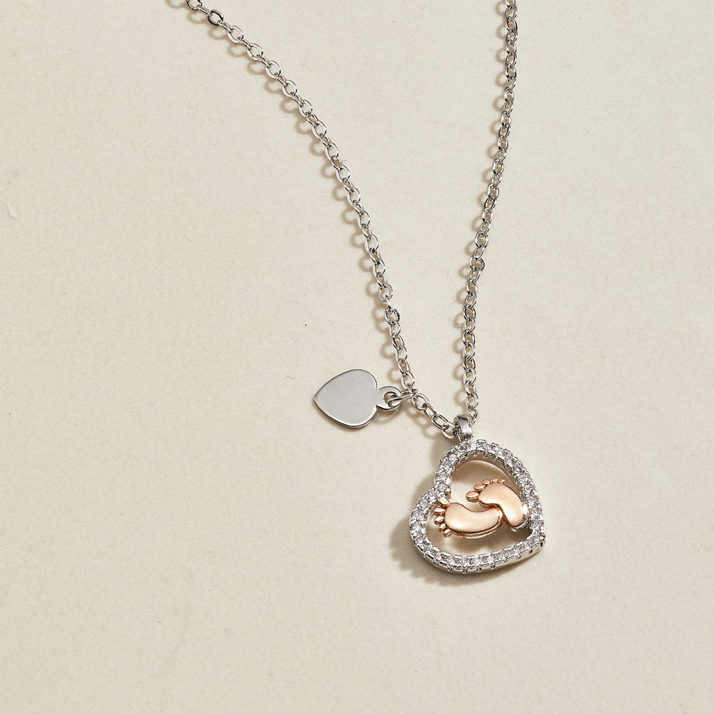 Collar con colgante de corazón con pies de bebé "To My Mommy" - Default Title
