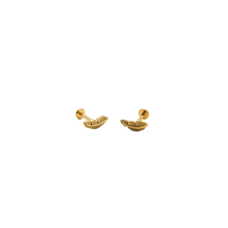 Cute Labret Studs | 16g - Gold / Feather / 6mm