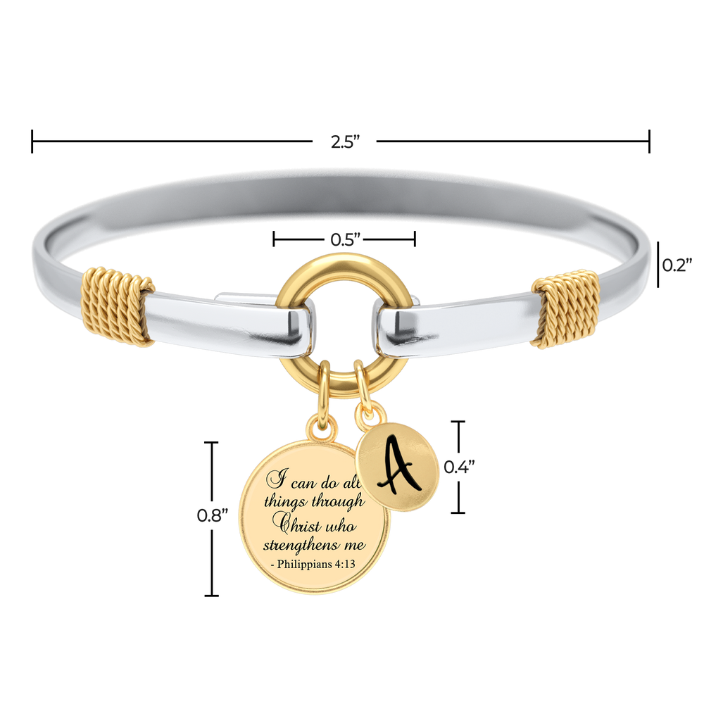 Todas las cosas a través de Cristo - Brazalete personalizado de dos tonos - Oro / yo