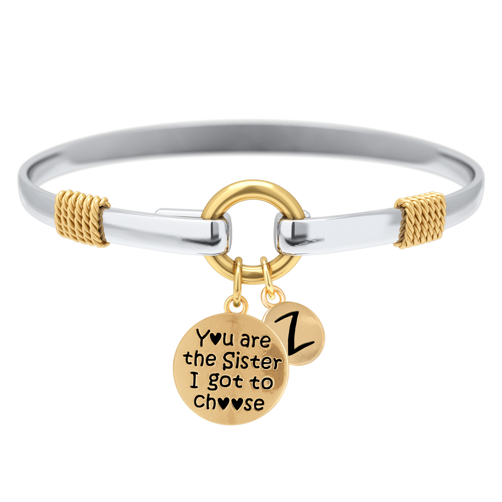 Hermana, tengo que elegir: pulsera con dijes personalizados de dos tonos - Oro / Z